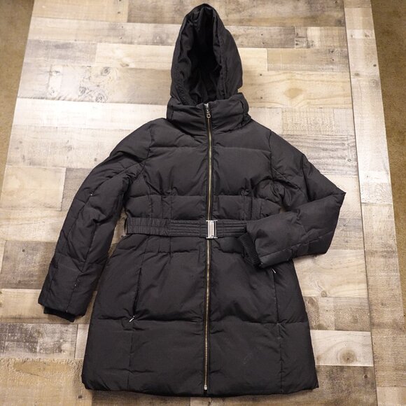 A Pea in the Pod Maternity Down Puffer Coat with Belt Women's Large Black - Picture 1 of 13